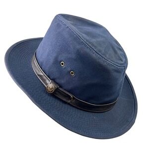 Goorin Bros Mens Fedora Hat L Grenadier Florence Lake USA Cotton Canvas Leather